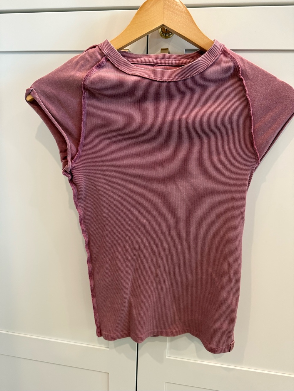 We The Free Ribbed Cap-Sleeve Tank in Mauve